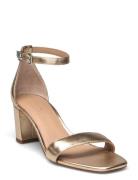 Logan Metallic Nappa Leather Sandal Højhælede Sko Gold Lauren Ralph Lauren