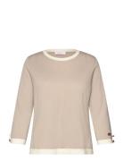 Helen Contrast Top Tops T-shirts & Tops Long-sleeved Cream BUSNEL