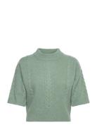 Cable Short Sleeve Sweater Tops Knitwear Jumpers Green Davida Cashmere