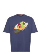 Loose Fit Applique T-Shirt Tops T-Kortærmet Skjorte Navy Scotch & Soda