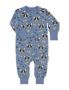 Bamboo Two Way Zip Pyjamas Pyjamas Sie Jumpsuit Blue Geggamoja