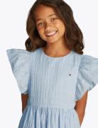 Textured Cotton Dress Ss Dresses & Skirts Dresses Casual Dresses Short-sleeved Casual Dresses Blue Tommy Hilfiger