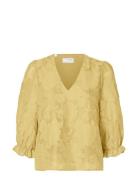 Slfcathi-Sadie 3/4 Top Ff Tops Blouses Short-sleeved Yellow Selected Femme