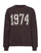 Printed Sweater Tops Sweatshirts & Hoodies Sweatshirts Brown Gina Tricot