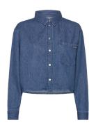 Cropped Dad Denim Shirt Tops Shirts Denim Shirts Blue Calvin Klein Jeans