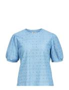 Objlaila S/S Re Top Noos Tops Blouses Short-sleeved Blue Object