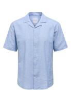 Onscaiden Ss Solid Resort Linen Shirt Tops Shirts Short-sleeved Blue ONLY & SONS