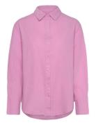 Linen Blend Shirt Tops Shirts Linen Shirts Pink Gina Tricot