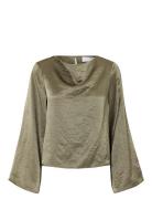Slfselene Ls Draped Neckline Top B Tops Blouses Long-sleeved Green Selected Femme