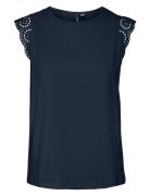 Vmemily Sl Gathering Top Jrs Noos Tops Blouses Sleeveless Navy Vero Moda