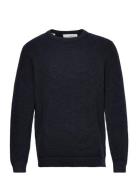 Slhvince Ls Knit Bubble Crew Neck W Tops Knitwear Round Necks Navy Selected