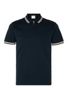 Slhslim-Toulouse Detail Ss Polo Noos Tops Polos Short-sleeved Navy Selected