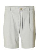Slhregular-Leroy Pleat Shorts Noos Bottoms Shorts Chinos Shorts Grey Selected