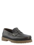 Biagreg Penny Loafer Texas Tumbled Loafers Flade Sko Brown Bianco