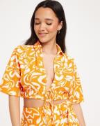 Pieces - Orange - Pclarisa 2/4 Crop Linen Top