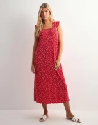 Pieces - Rød - Pcflora Strap Flounce Dress Jrs Bc