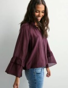 Vero Moda - Rød - Vmjenna 7/8 Frill Top Wvn Ga