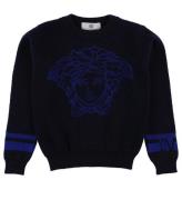 Young Versace Bluse - Uld - Navy m. Logo