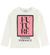 Young Versace Bluse - Hvid m. Rosa Print/Pailletter