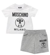 Moschino SÃ¦t - T-shirt/Shorts - Hvid/GrÃ¥meleret
