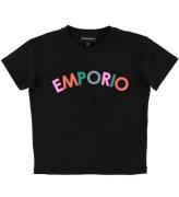 Emporio Armani T-shirt - Sort m. Glimmer/Patches