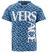 Versace T-shirt - Sky/Sort m. Print