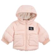 Calvin Klein Dynejakke - Hooded Puffer - Rose Clay