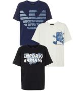 Emporio Armani T-shirts - 3-pak - BlÃ¥/Hvid/Navy m. print