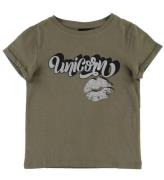 Petit by Sofie Schnoor T-shirt - Liva - ArmygrÃ¸n m. Unicorn