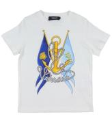 Versace T-shirt - Hvid/BlÃ¥ m. Faner