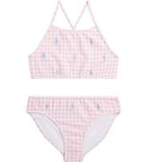 Polo Ralph Lauren Bikini - Pink/Hvidternet m. Logoer