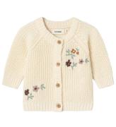 Lil Atelier Cardigan - Strik - Rib - NbfEmlen - Birch m. Blomste