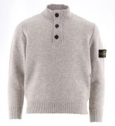 Stone Island Bluse m. Knapper - Uld/Viskose - GrÃ¥meleret