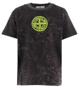 Stone Island T-shirt - Sortmeleret/Gul m. Logo