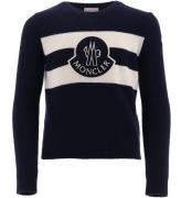 Moncler Bluse - Uld - Navy m. Hvid