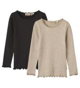 Wheat Bluse - 2-pak - Rib - Reese - Gravel Melange Black