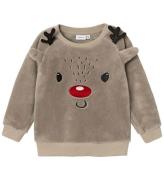 Name It Sweatshirt - Teddy - NmnReindeer - Weathered Teak