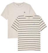 Calvin Klein T-shirt - 2-pak - Striped - Heather Grey/Thin Black