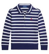 Polo Ralph Lauren Polobluse m. Lynlås - Navy/Hvidstribet