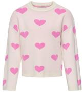 Kids Only Bluse - Strik - KogMontana - Birch/Heart Fuchsia Pink